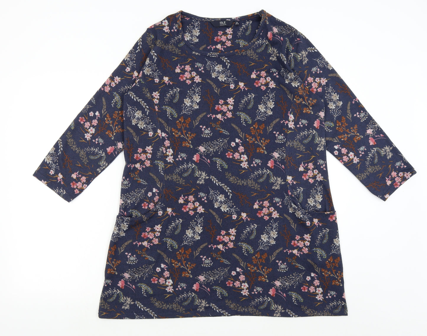 Isle Womens Blue Floral  Jumper Dress  Size M