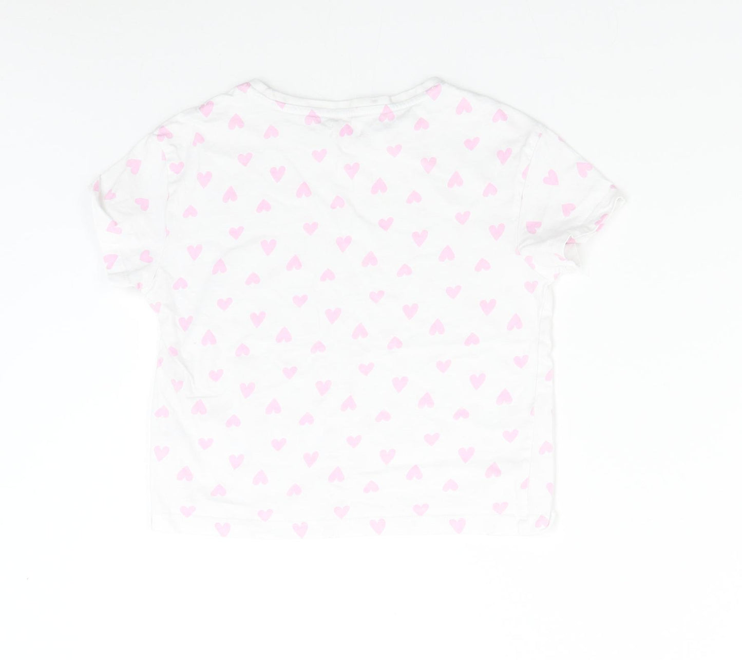 lily & Dan Girls White Polka Dot  Basic T-Shirt Size 9-10 Years