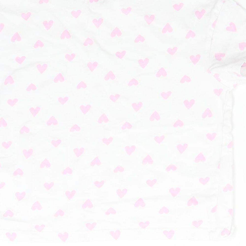 lily & Dan Girls White Polka Dot  Basic T-Shirt Size 9-10 Years