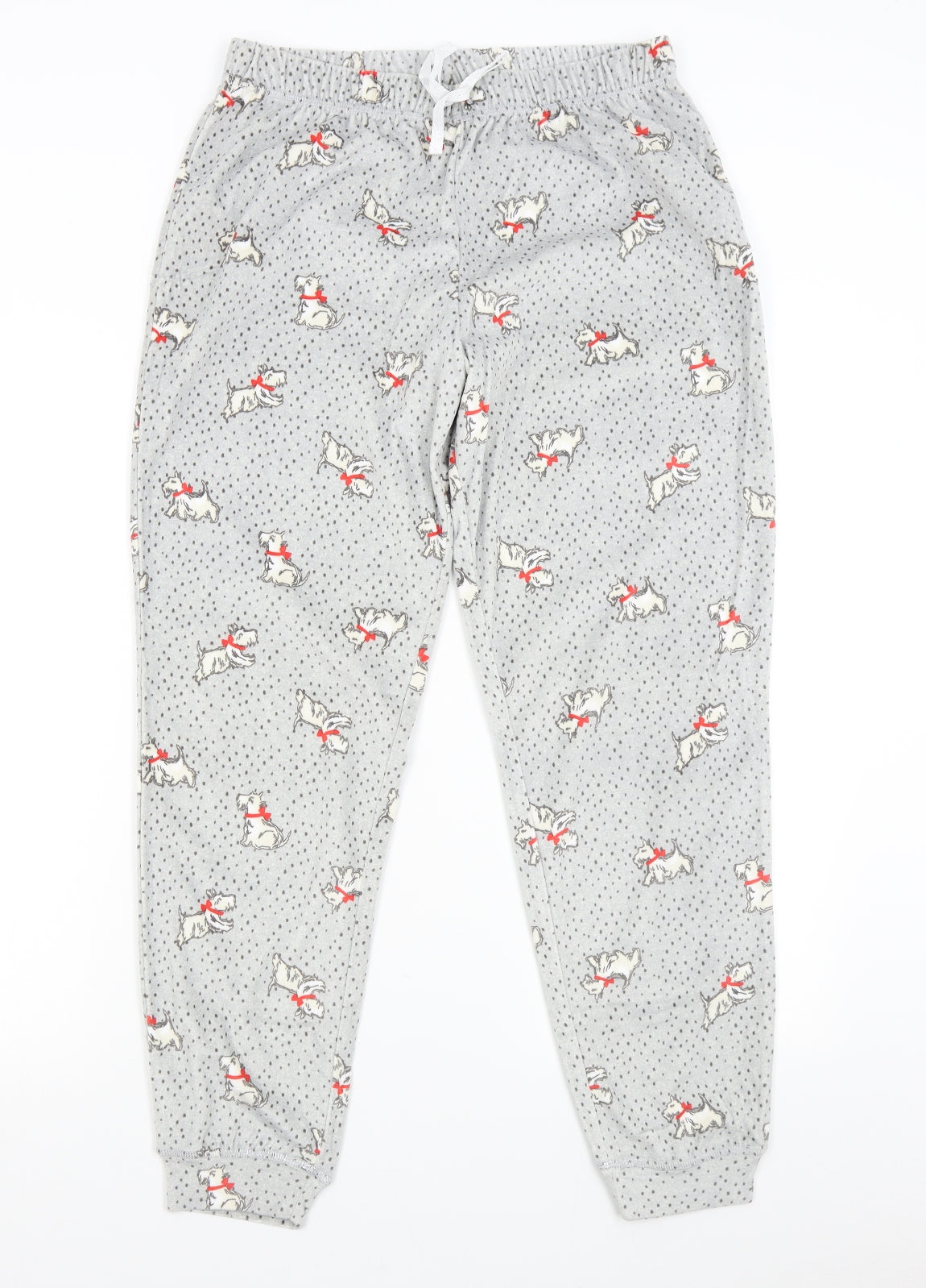 TU Womens Grey Solid Fleece  Pyjama Pants Size 12  - Scottie Dog