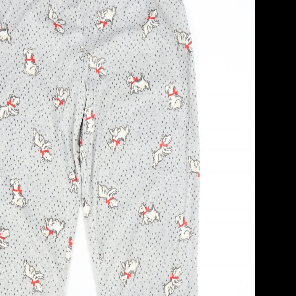 TU Womens Grey Solid Fleece  Pyjama Pants Size 12  - Scottie Dog