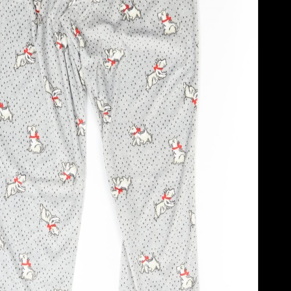 TU Womens Grey Solid Fleece  Pyjama Pants Size 12  - Scottie Dog