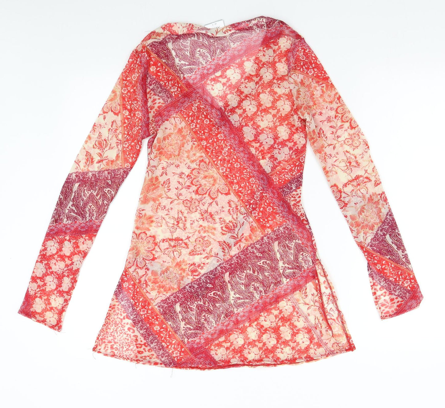 NEXT Womens Red Floral Chiffon Tunic Blouse Size 12