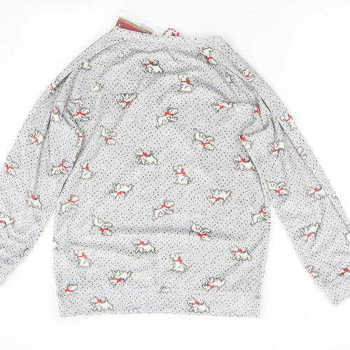 TU Womens Grey Solid Fleece Top Pyjama Top Size 12  - Scottie Dog
