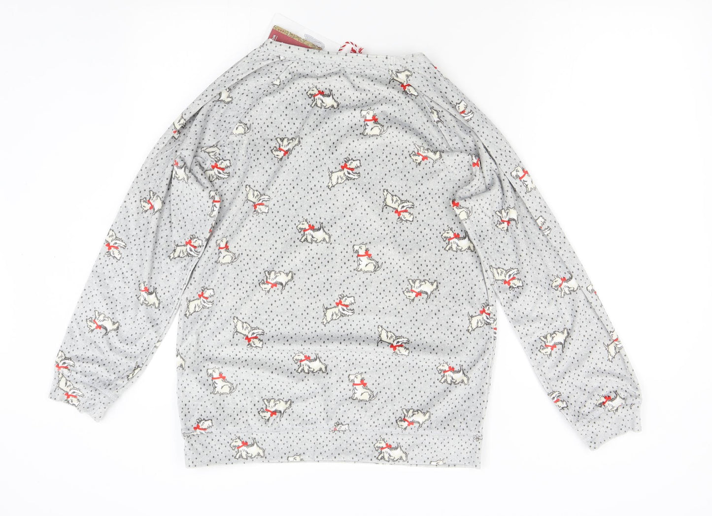 TU Womens Grey Solid Fleece Top Pyjama Top Size 12  - Scottie Dog