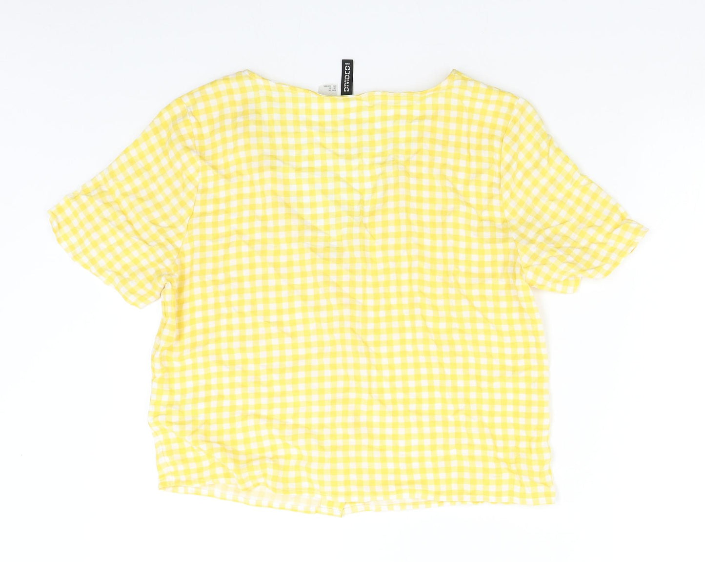 H&M Womens Yellow Check  Basic Blouse Size 10