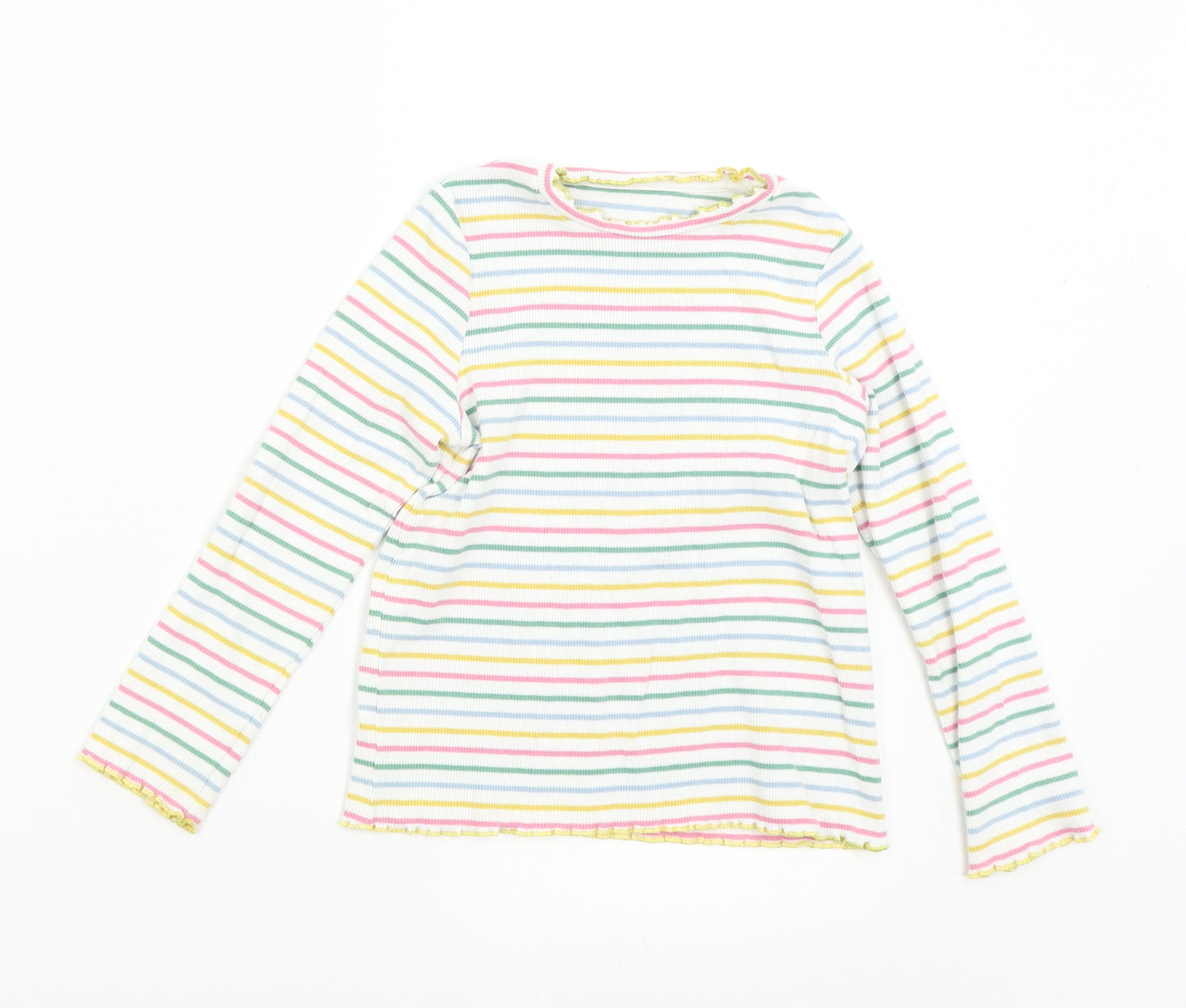 M&S Girls Multicoloured Striped  Basic T-Shirt Size 5-6 Years