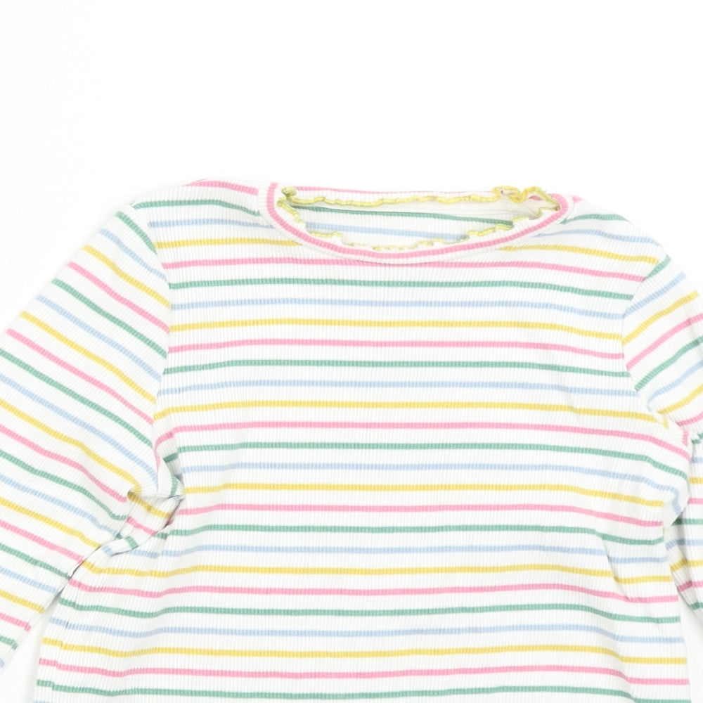 M&S Girls Multicoloured Striped  Basic T-Shirt Size 5-6 Years