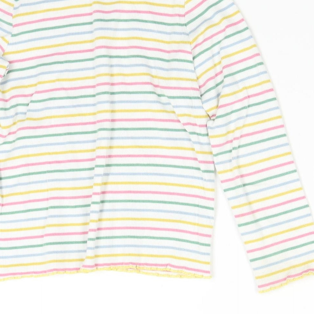 M&S Girls Multicoloured Striped  Basic T-Shirt Size 5-6 Years