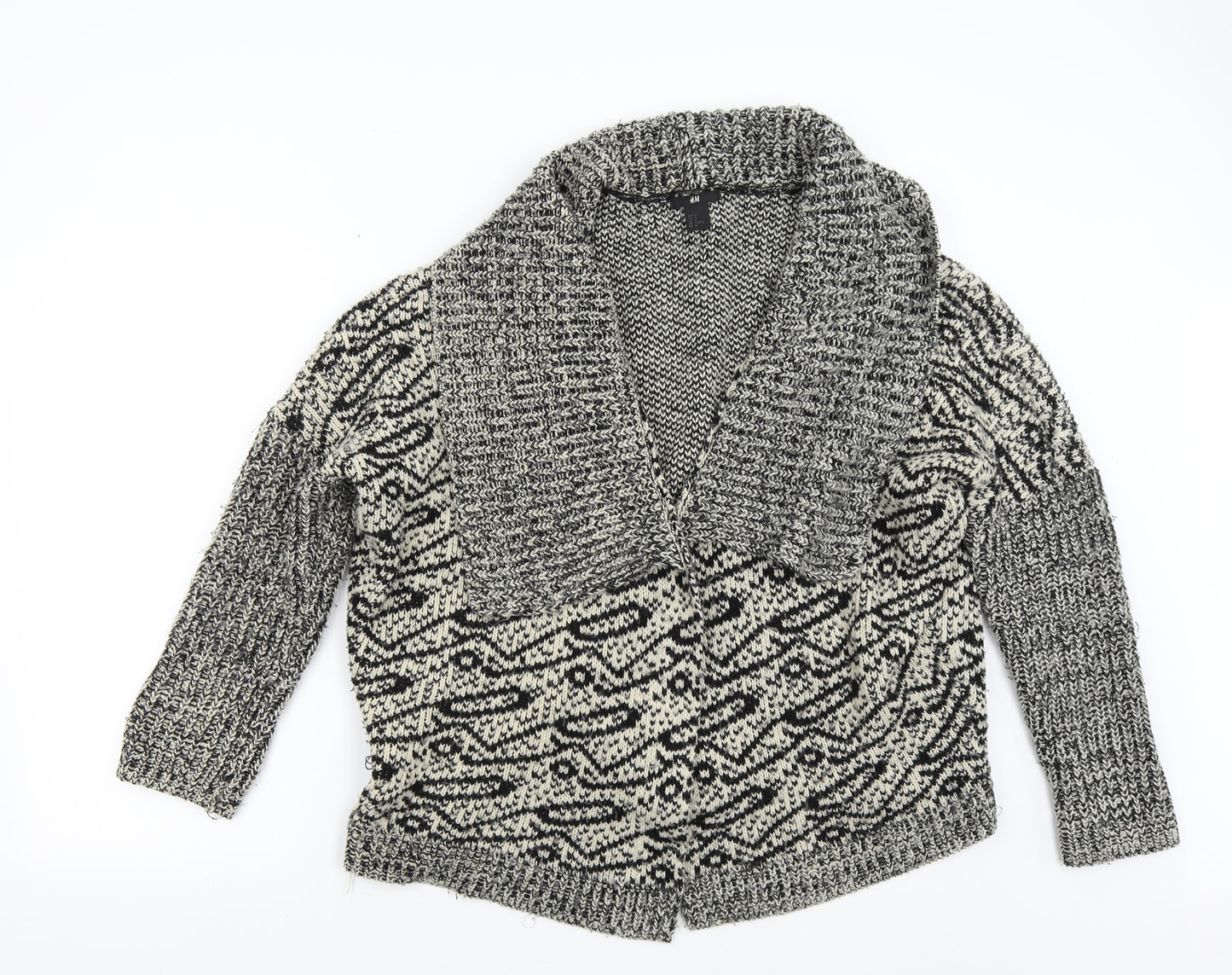 H&M Womens Multicoloured Geometric Knit Cardigan Jumper Size M