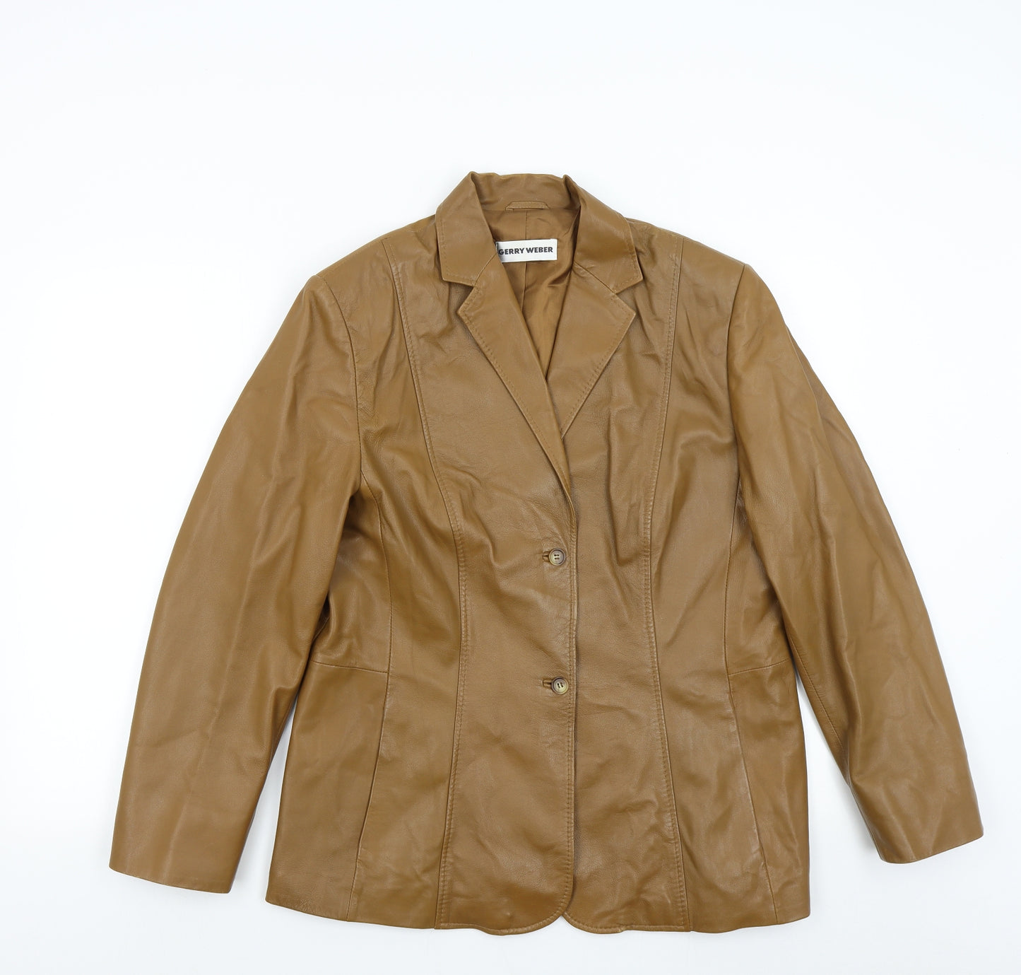 Gerry Weber Womens Brown   Jacket Blazer Size 16  - 100% Nappa Leather