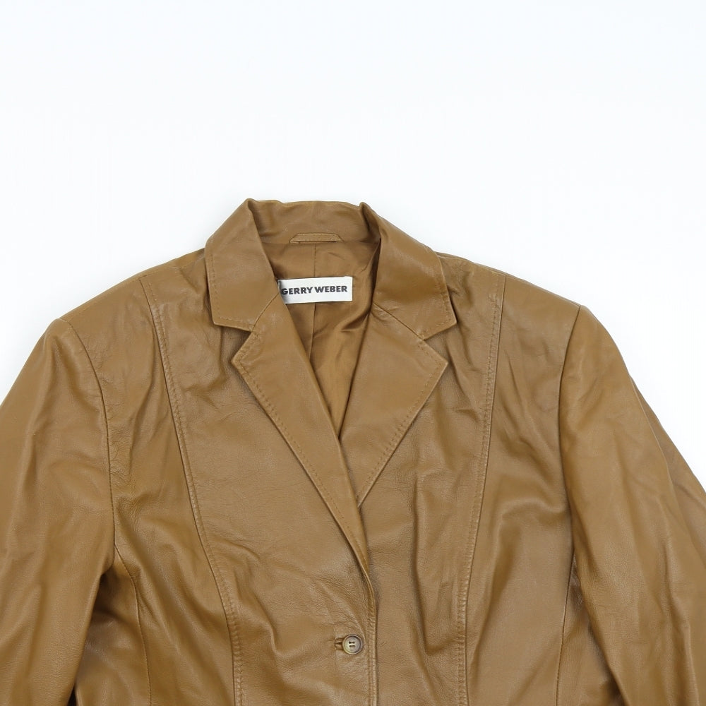 Gerry Weber Womens Brown   Jacket Blazer Size 16  - 100% Nappa Leather