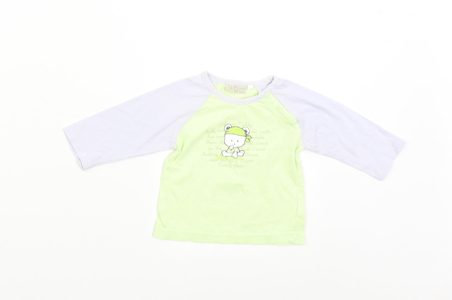 Picco Mini Baby Green   Basic T-Shirt Size 3-6 Months  - Captain Teddy