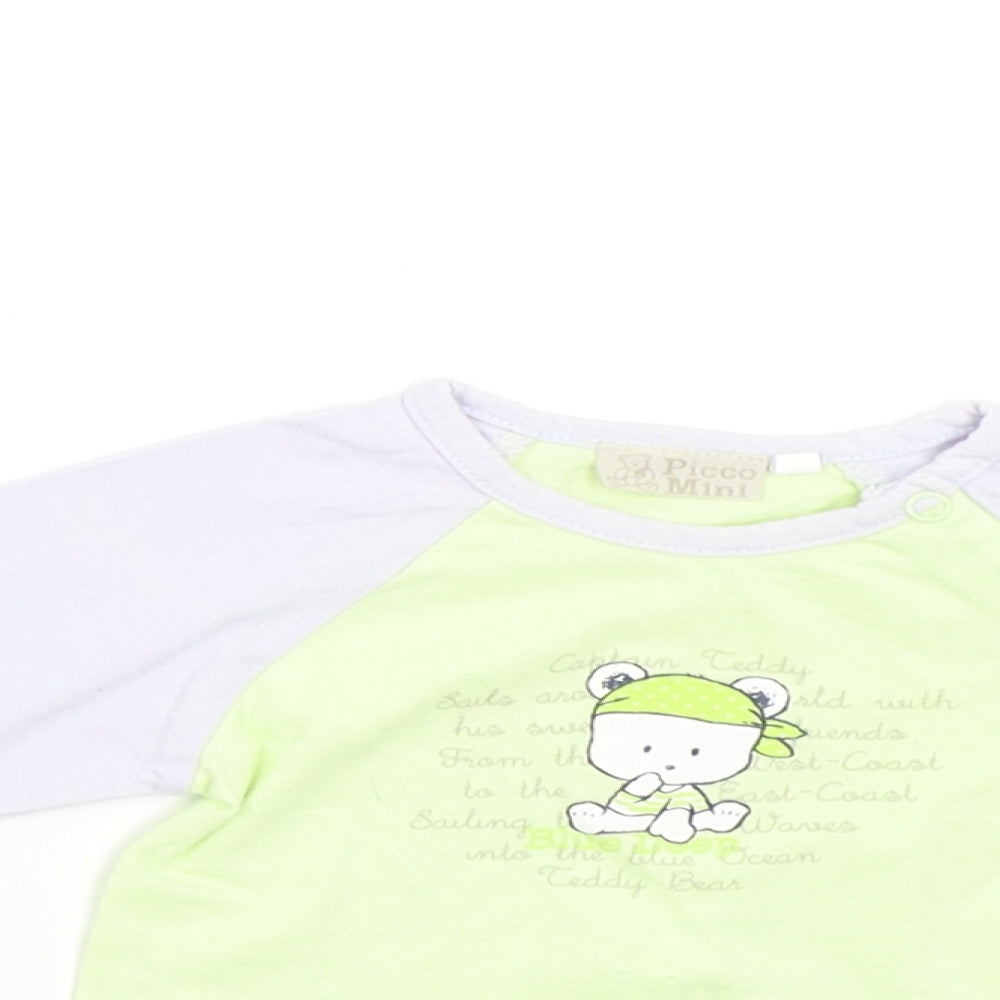 Picco Mini Baby Green   Basic T-Shirt Size 3-6 Months  - Captain Teddy