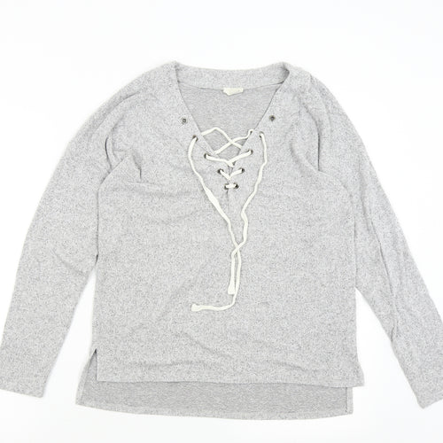 Caution to the Wind Womens Grey Solid  Top Pyjama Top Size M