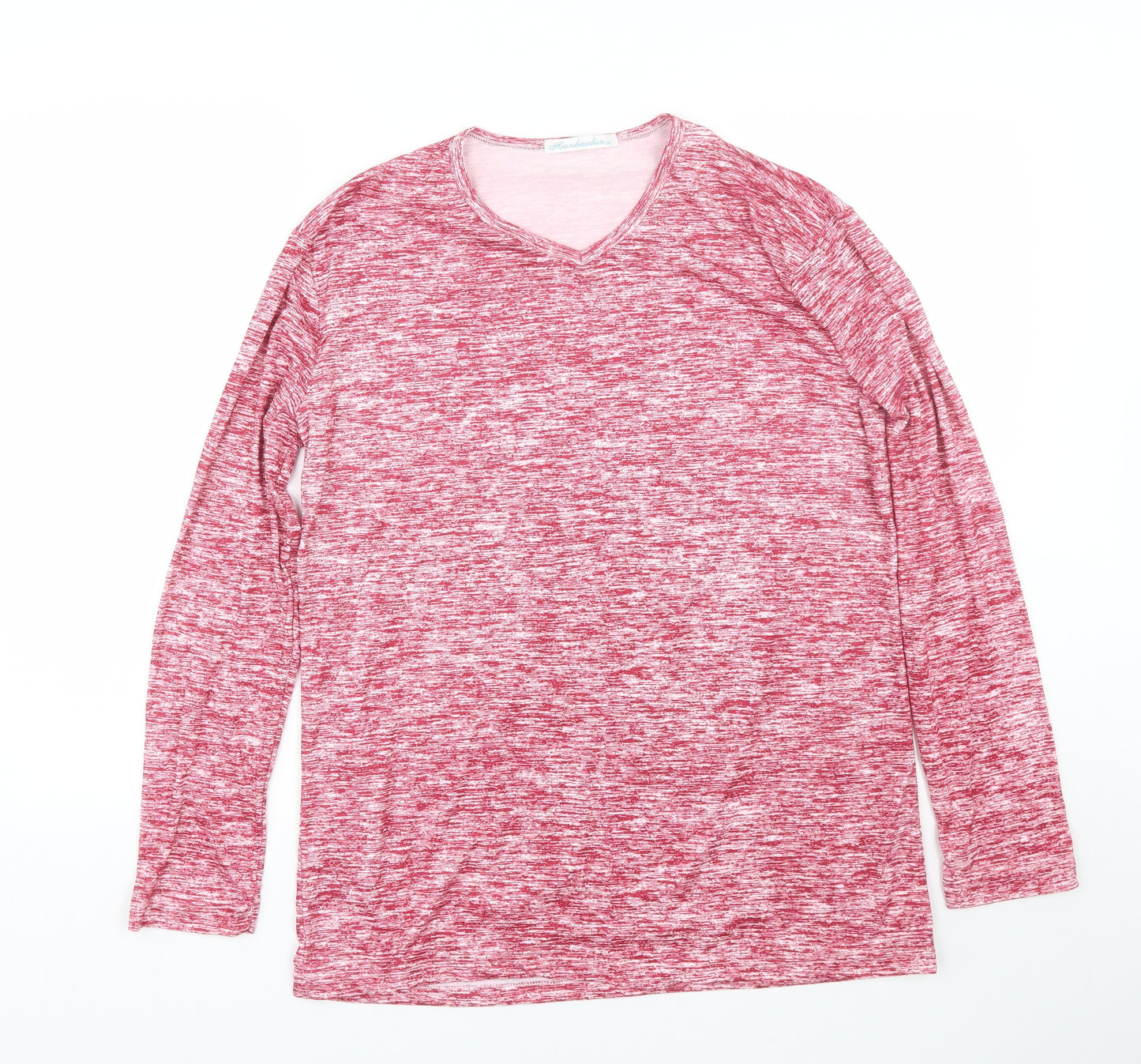 Hanbaidun Womens Red Striped  Basic T-Shirt Size 3XL
