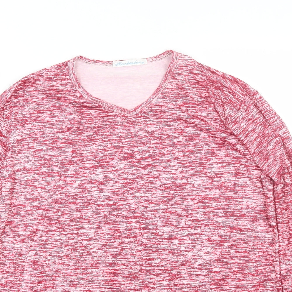 Hanbaidun Womens Red Striped  Basic T-Shirt Size 3XL