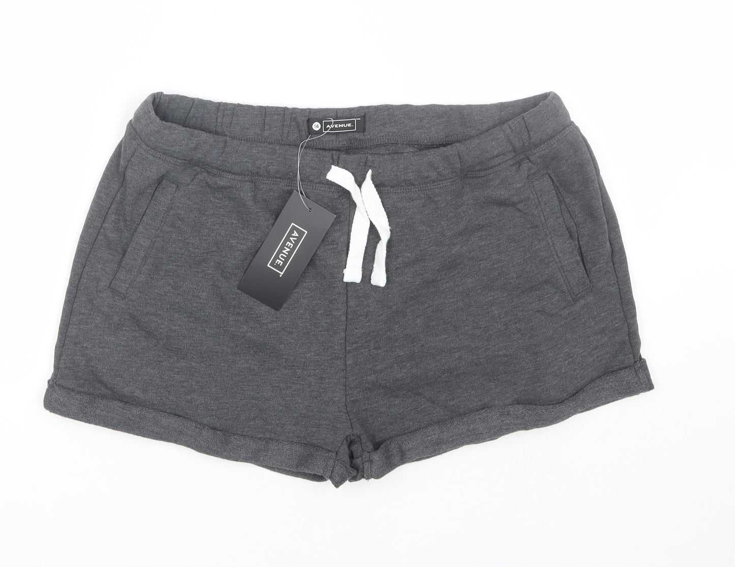Avenue Womens Grey Animal Print  Sweat Shorts Size 14
