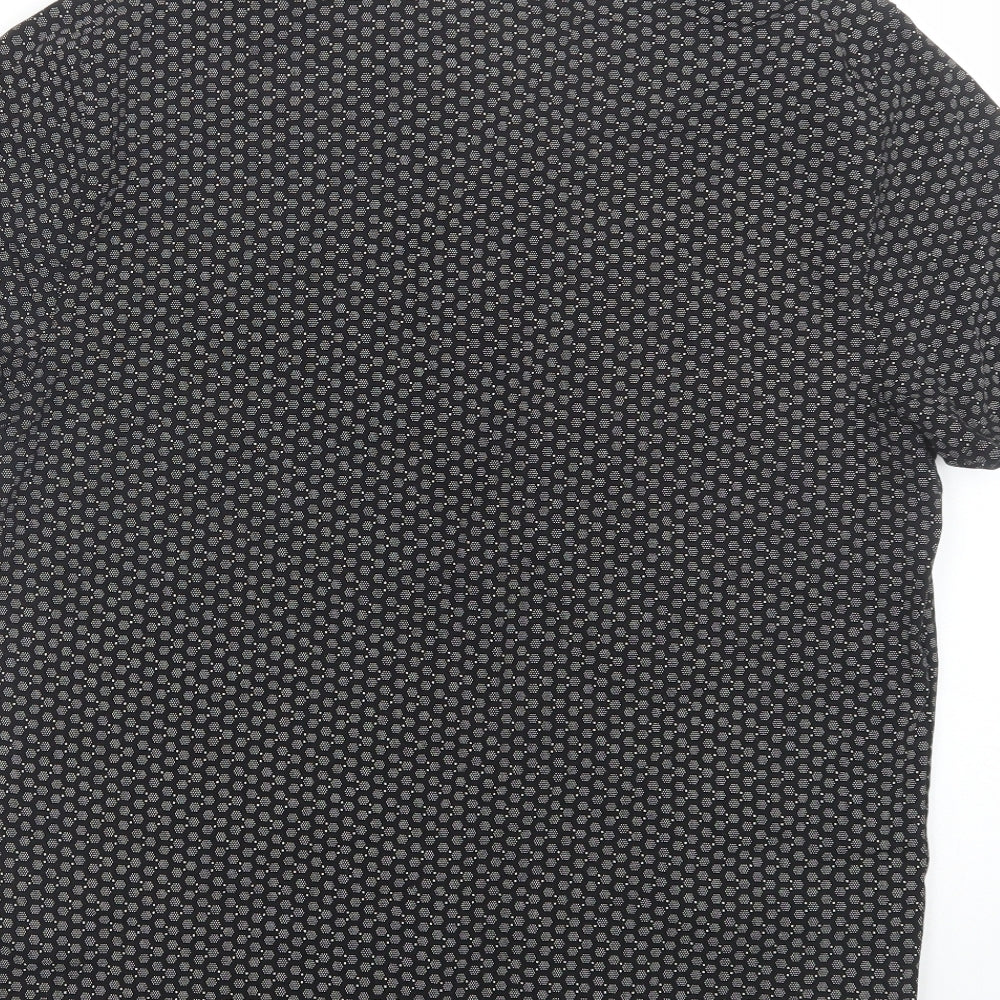 Express Mens Black Polka Dot   Polo Size L