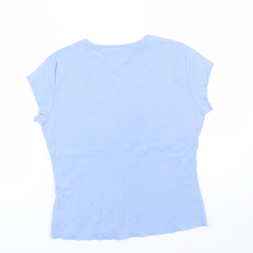 M&S Womens Blue Floral  Basic T-Shirt Size 12