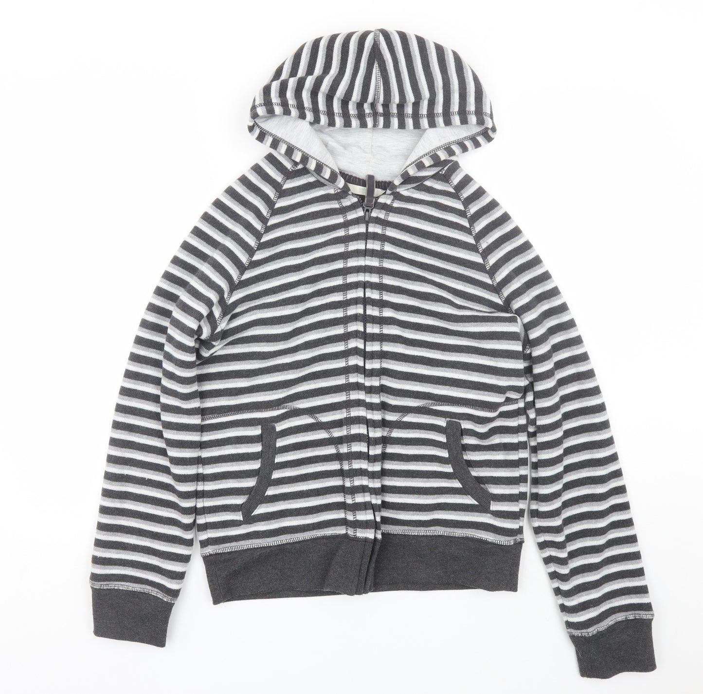 M&S Womens Grey Striped  Full Zip Hoodie Size 12