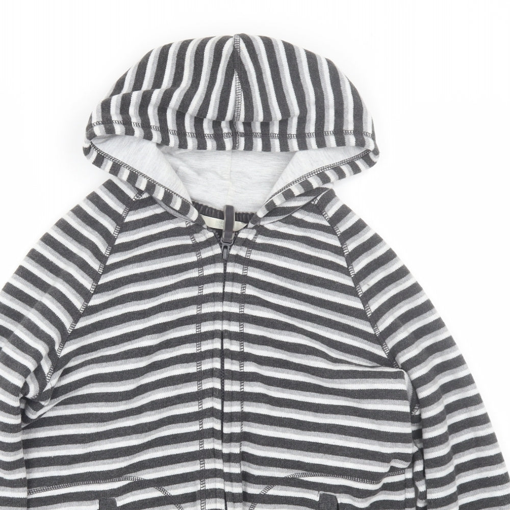 M&S Womens Grey Striped  Full Zip Hoodie Size 12