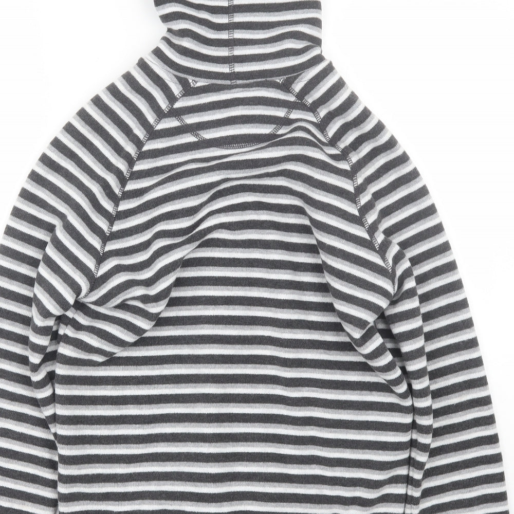 M&S Womens Grey Striped  Full Zip Hoodie Size 12