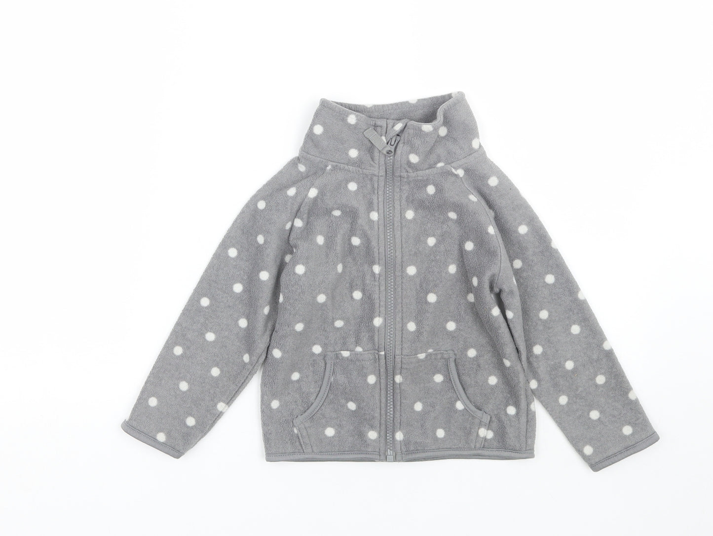 Primark Girls Grey Polka Dot  Full Zip Sweatshirt Size 2-3 Years