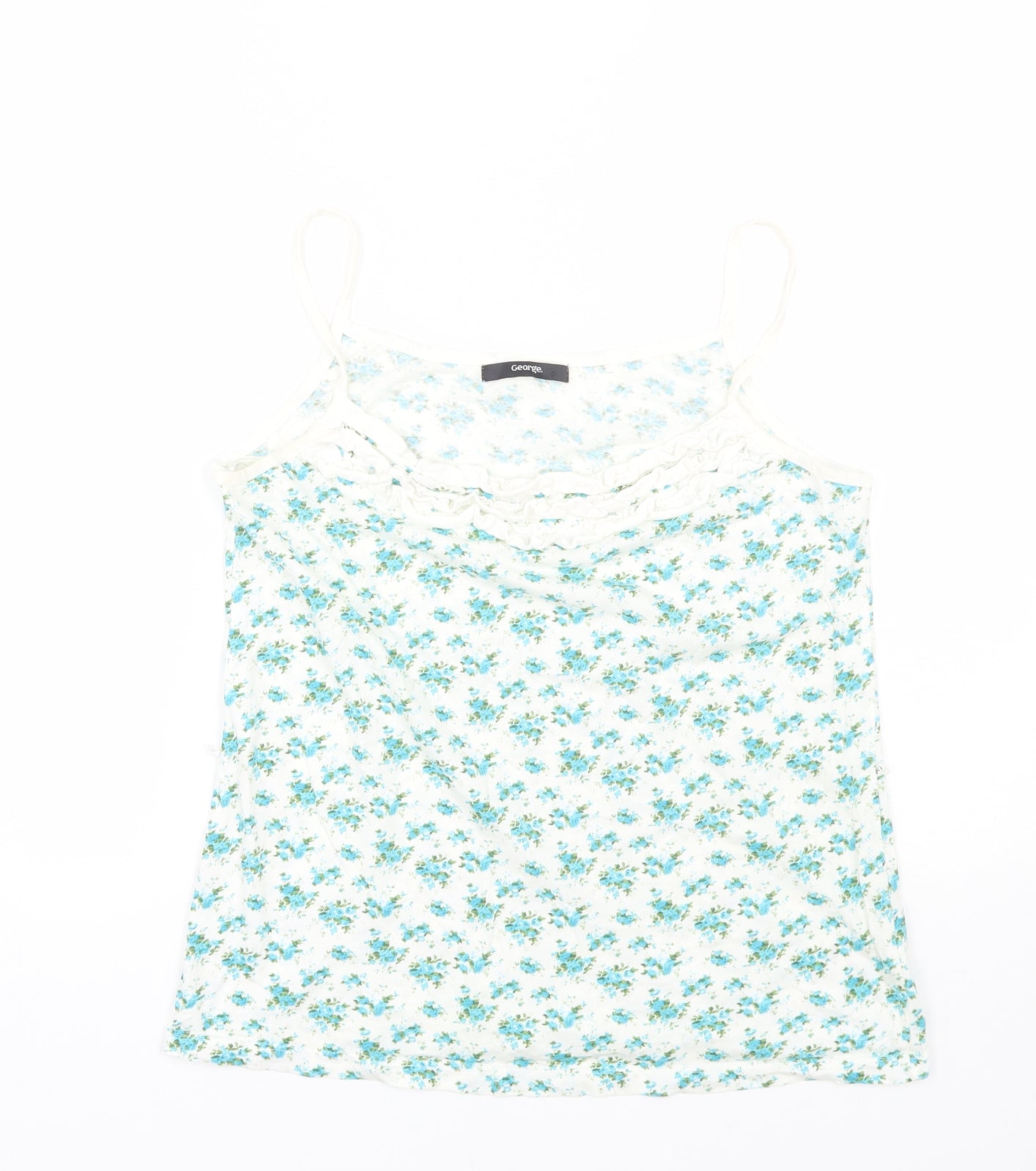 George Womens White Floral  Basic Tank Size 12