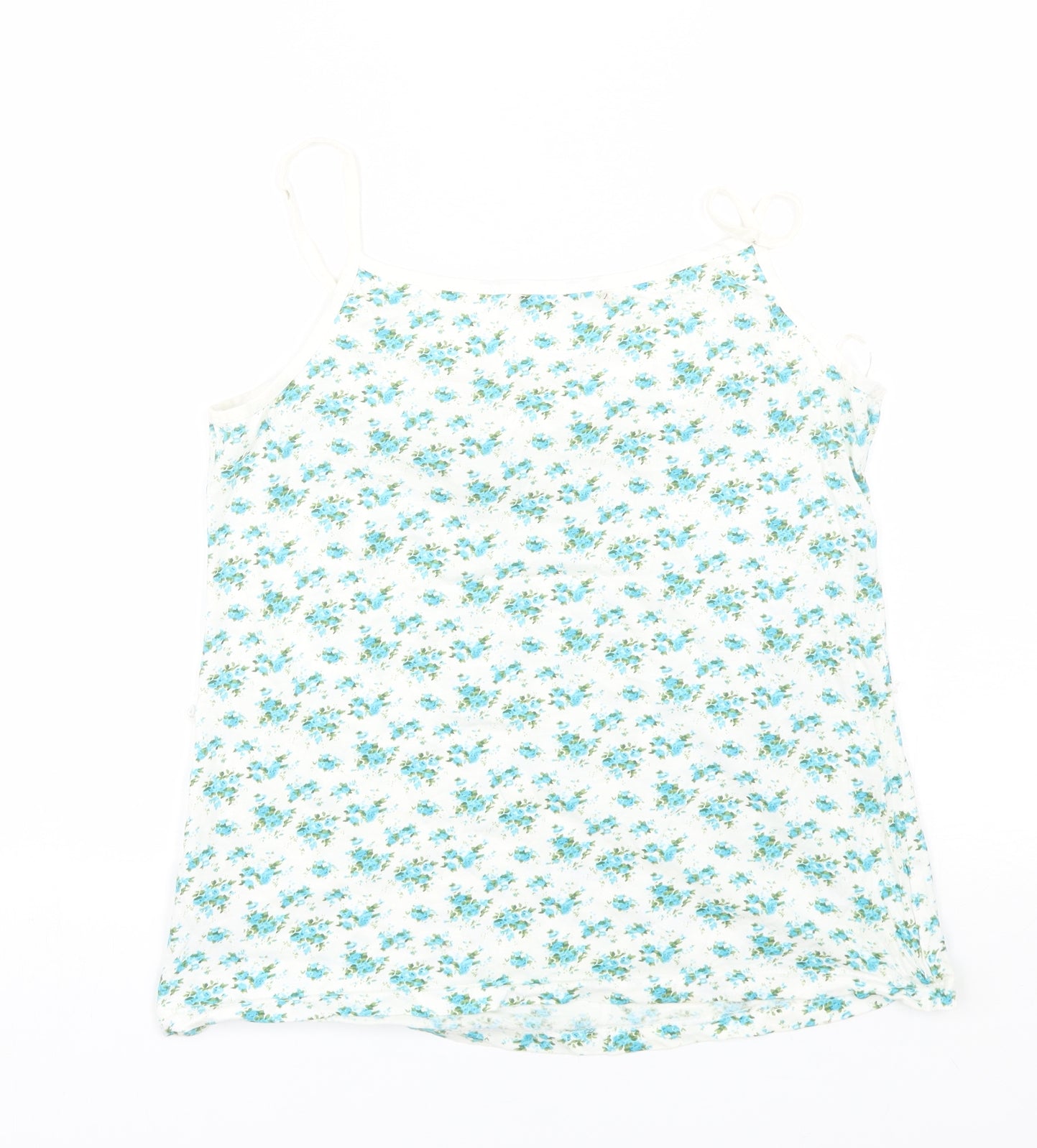 George Womens White Floral  Basic Tank Size 12