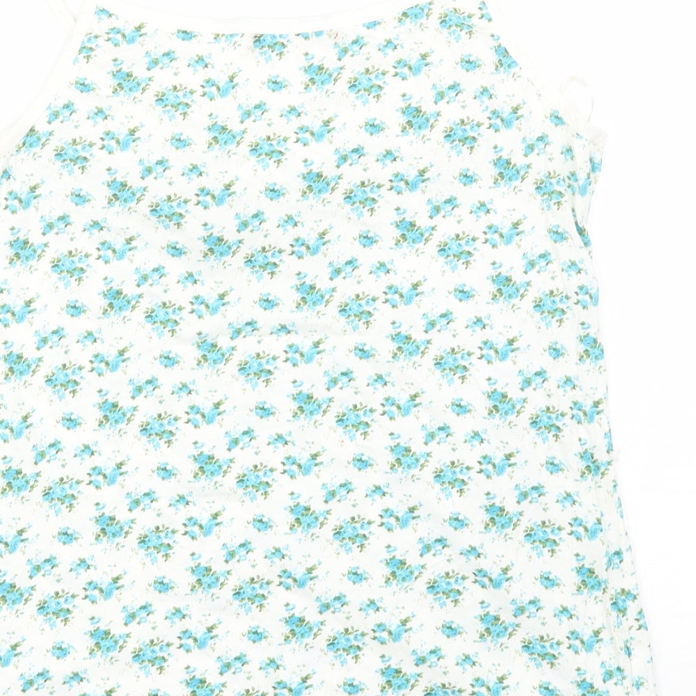 George Womens White Floral  Basic Tank Size 12