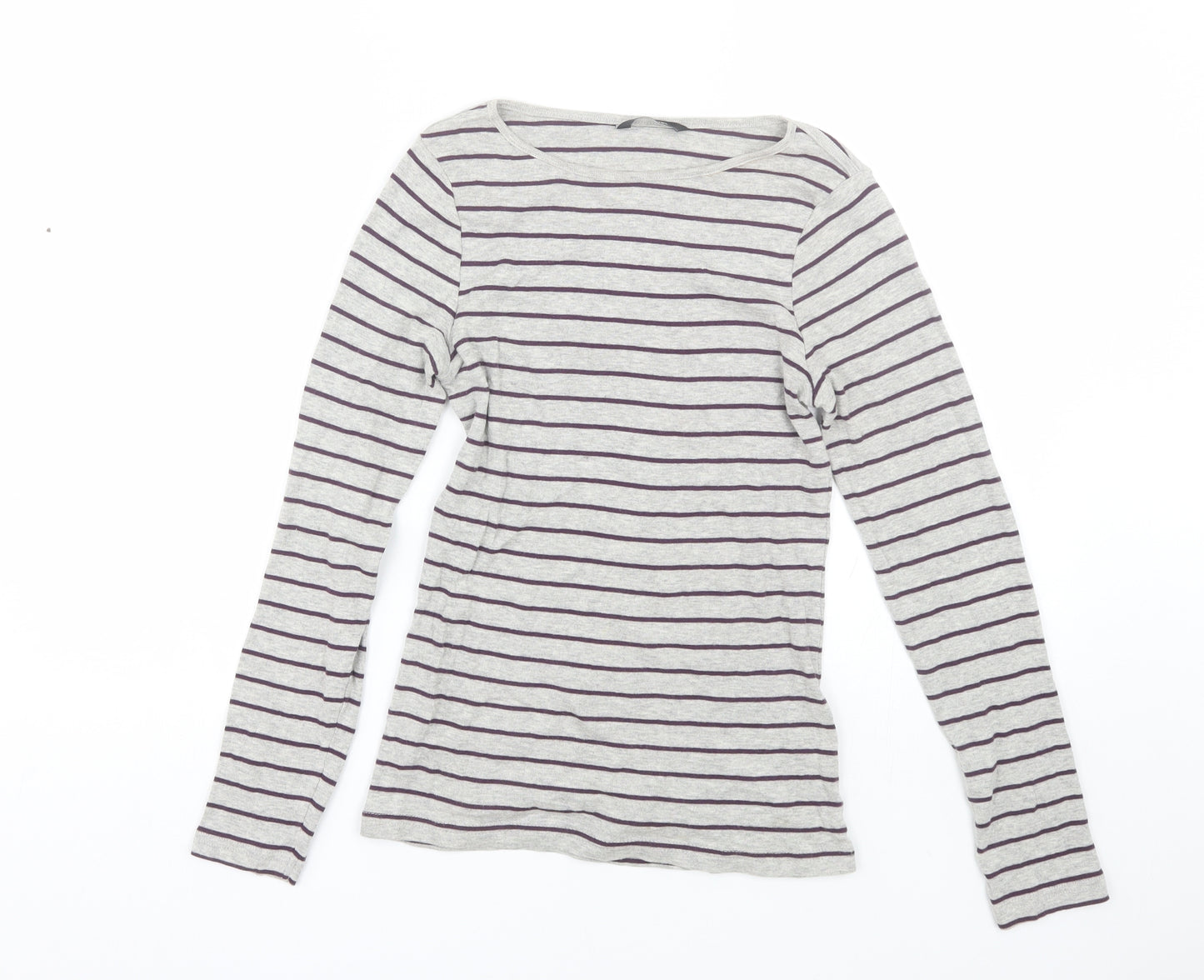 George Womens Grey Striped  Basic T-Shirt Size 8