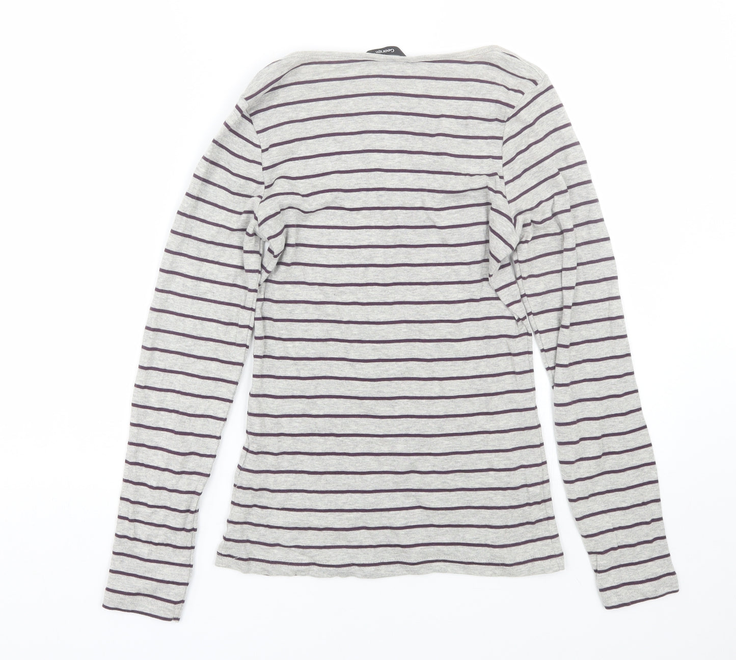 George Womens Grey Striped  Basic T-Shirt Size 8