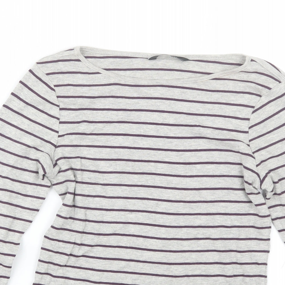 George Womens Grey Striped  Basic T-Shirt Size 8