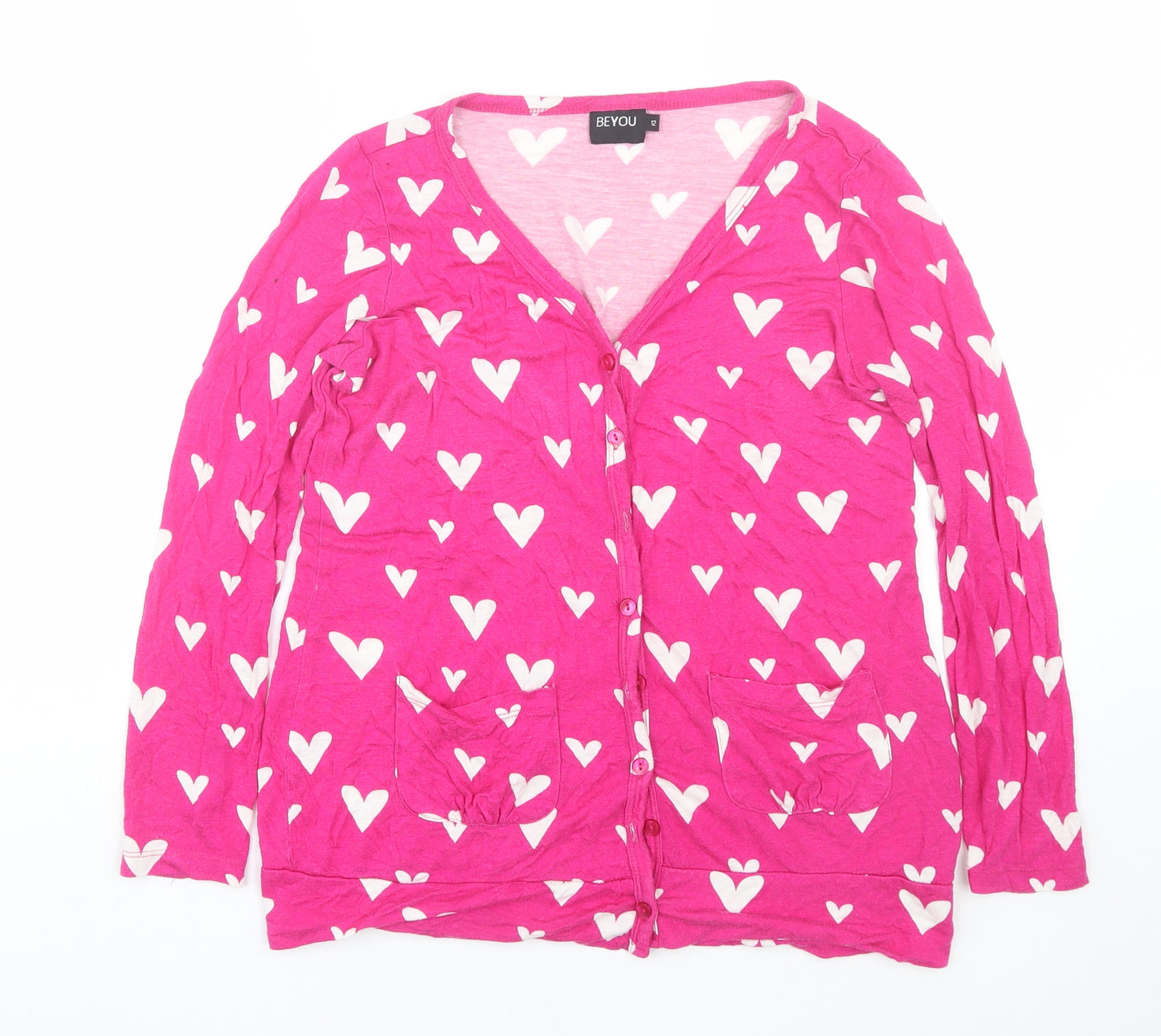 Be You Womens Pink Polka Dot  Cardigan Jumper Size 12