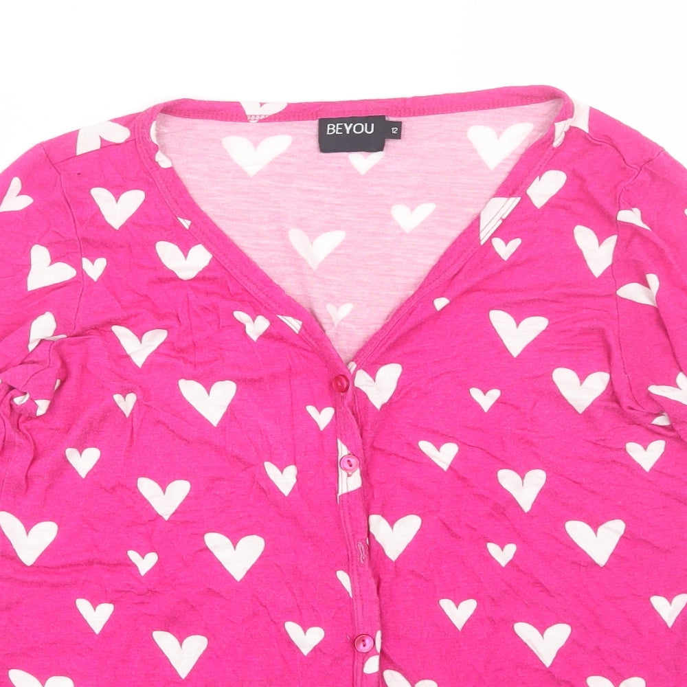 Be You Womens Pink Polka Dot  Cardigan Jumper Size 12