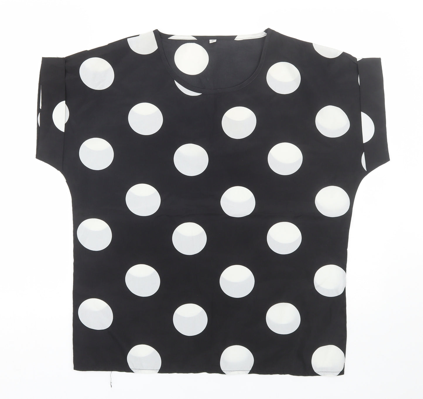 Preworn Womens Black Polka Dot  Basic T-Shirt Size XL