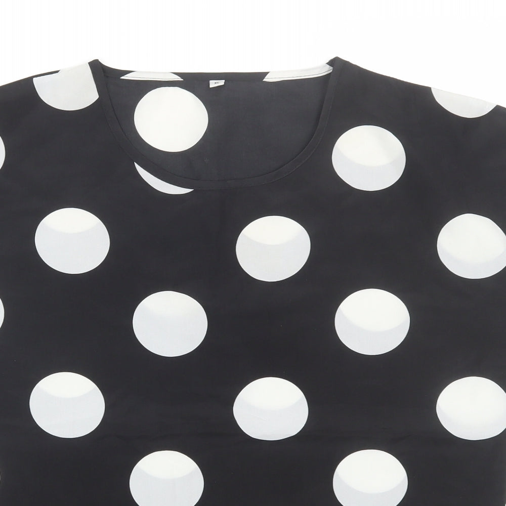 Preworn Womens Black Polka Dot  Basic T-Shirt Size XL