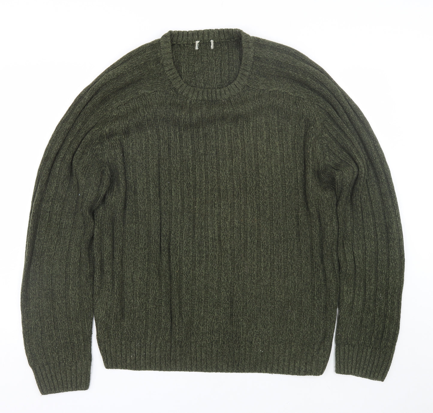 Preworn Mens Green Striped  Pullover Jumper Size XL