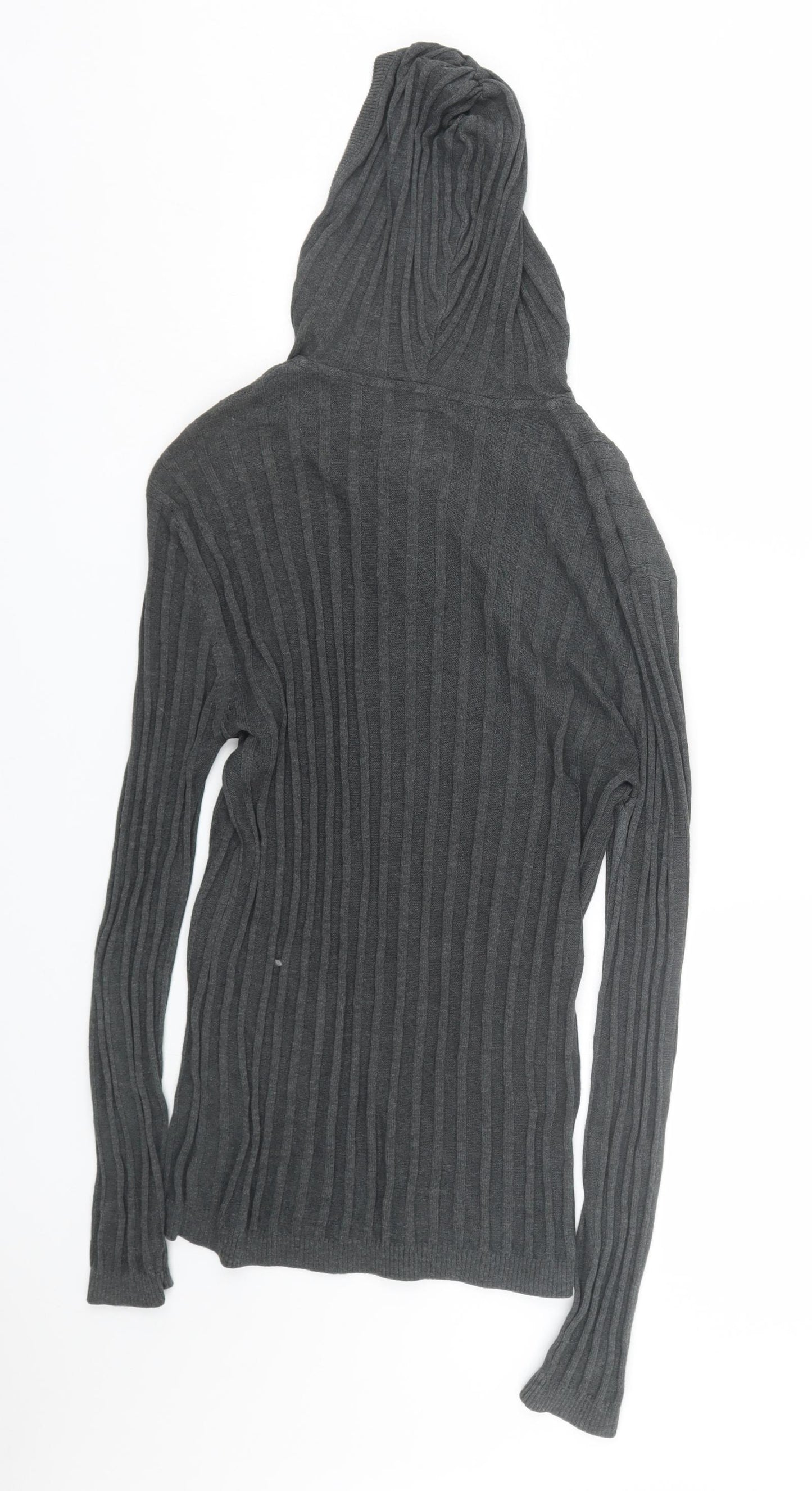 Peacocks Mens Grey Striped  Pullover Hoodie Size M