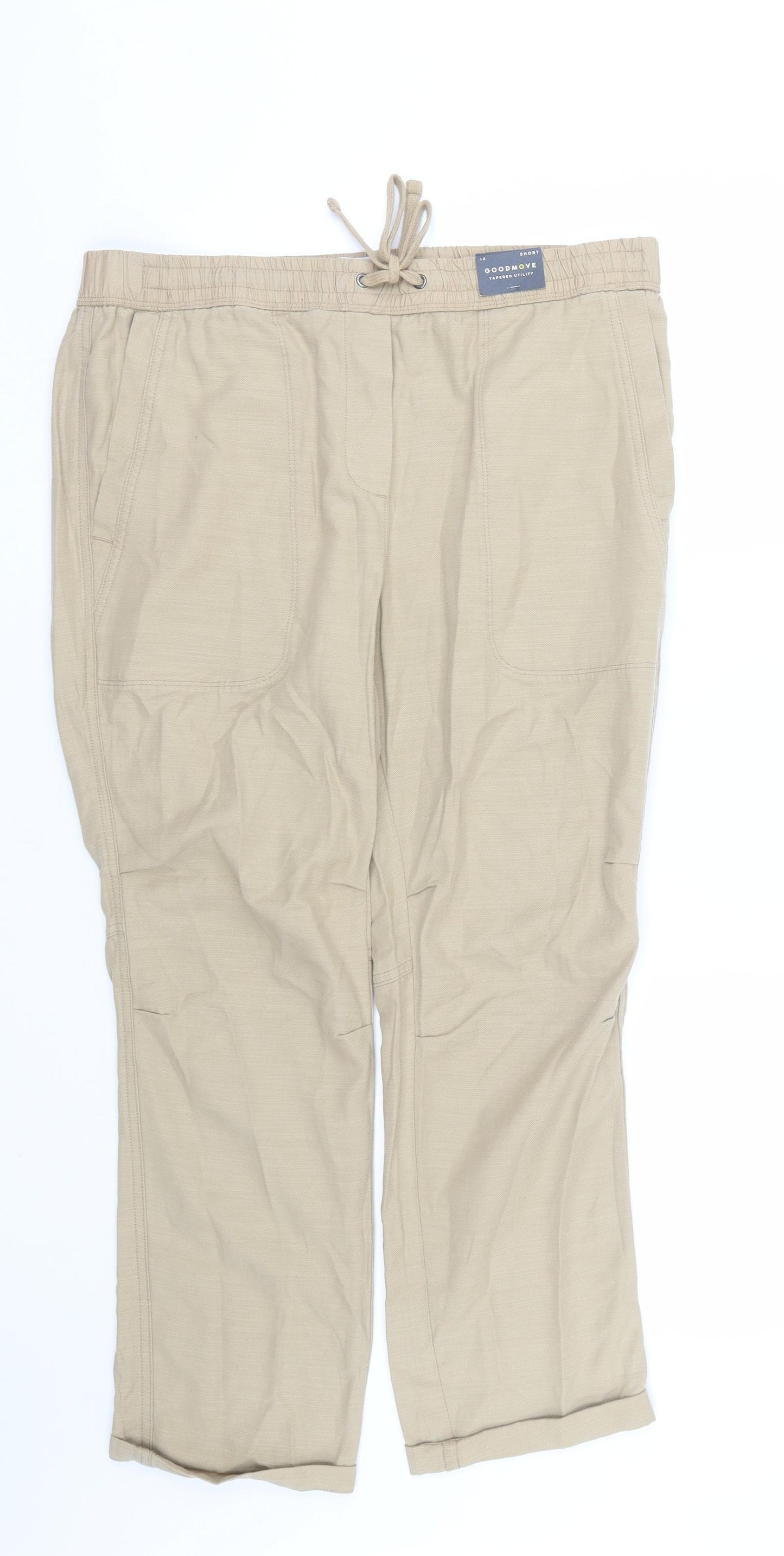 M&S Womens Beige   Capri Trousers Size 14 L24 in