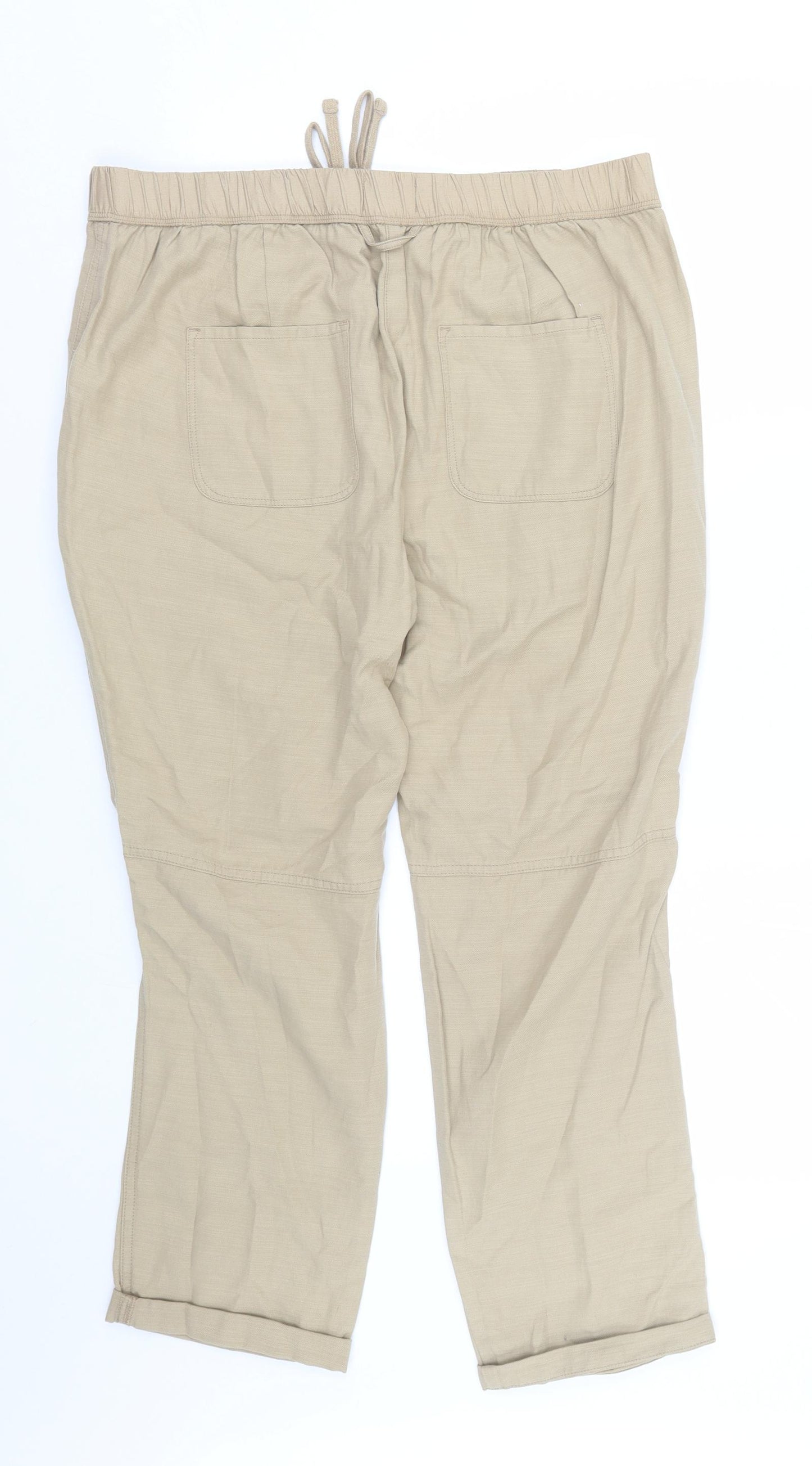M&S Womens Beige   Capri Trousers Size 14 L24 in
