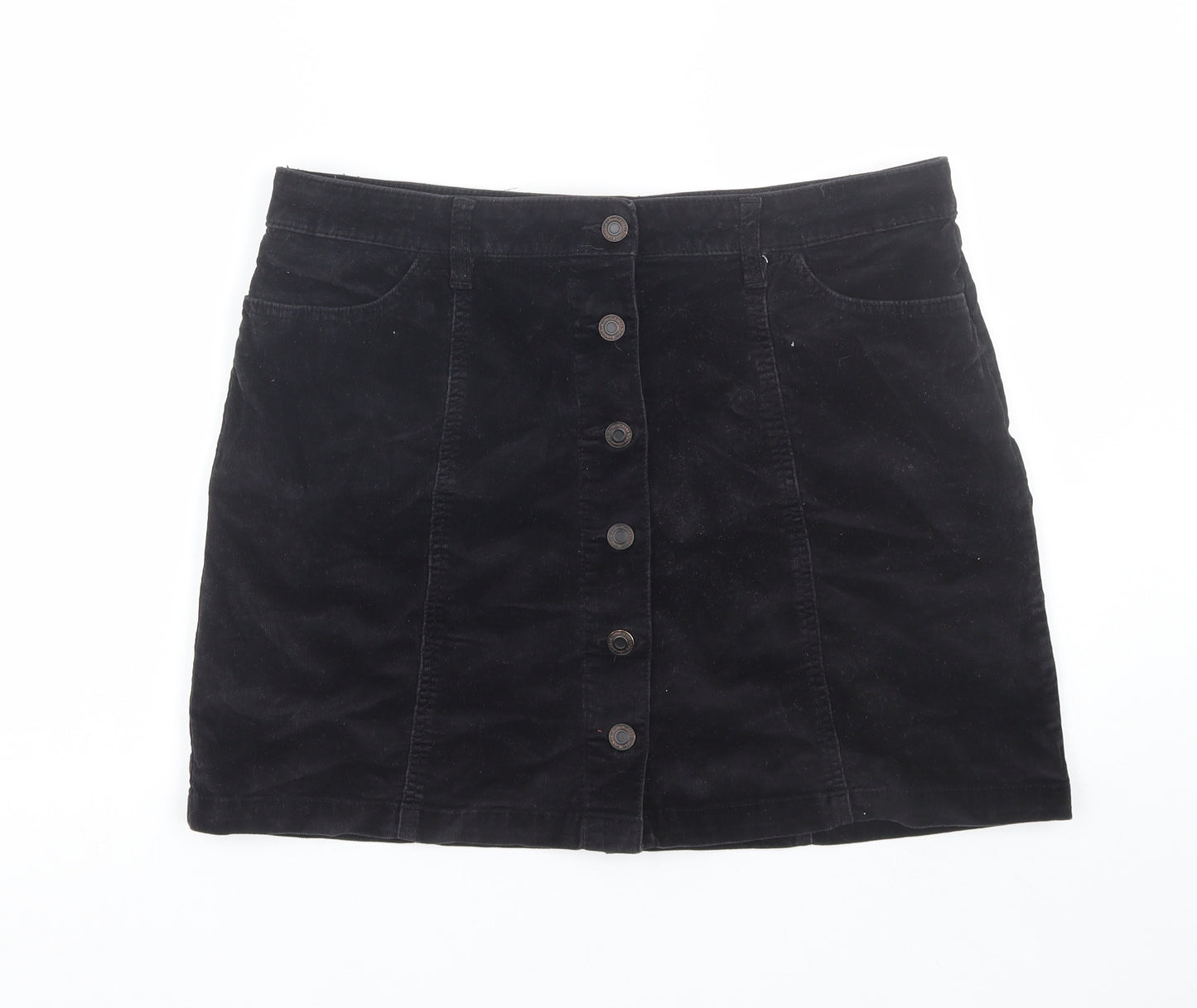 NEXT Womens Black  Corduroy Mini Skirt Size 14