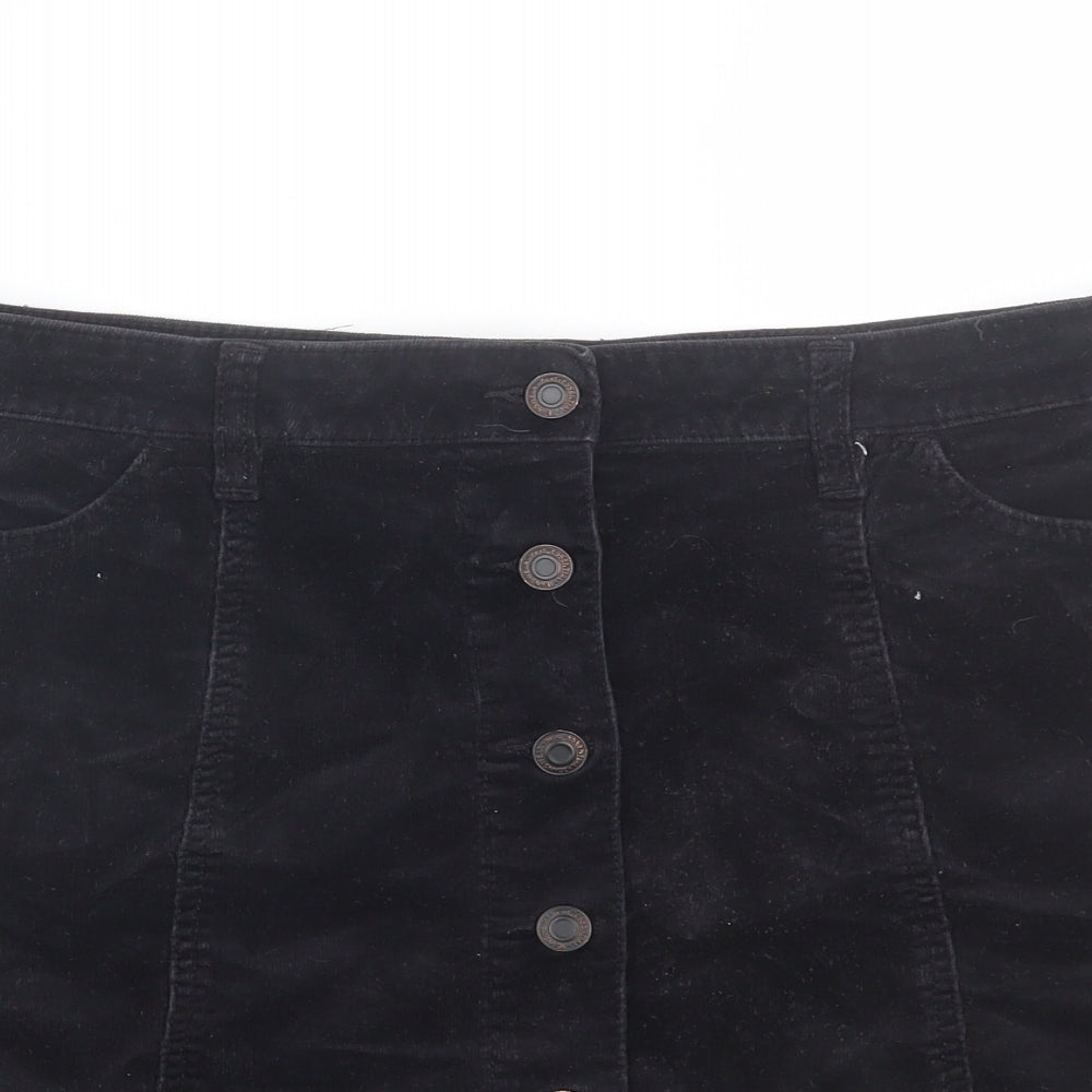 NEXT Womens Black  Corduroy Mini Skirt Size 14