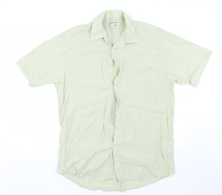 New Roads Mens Green Striped Button-Up Size L