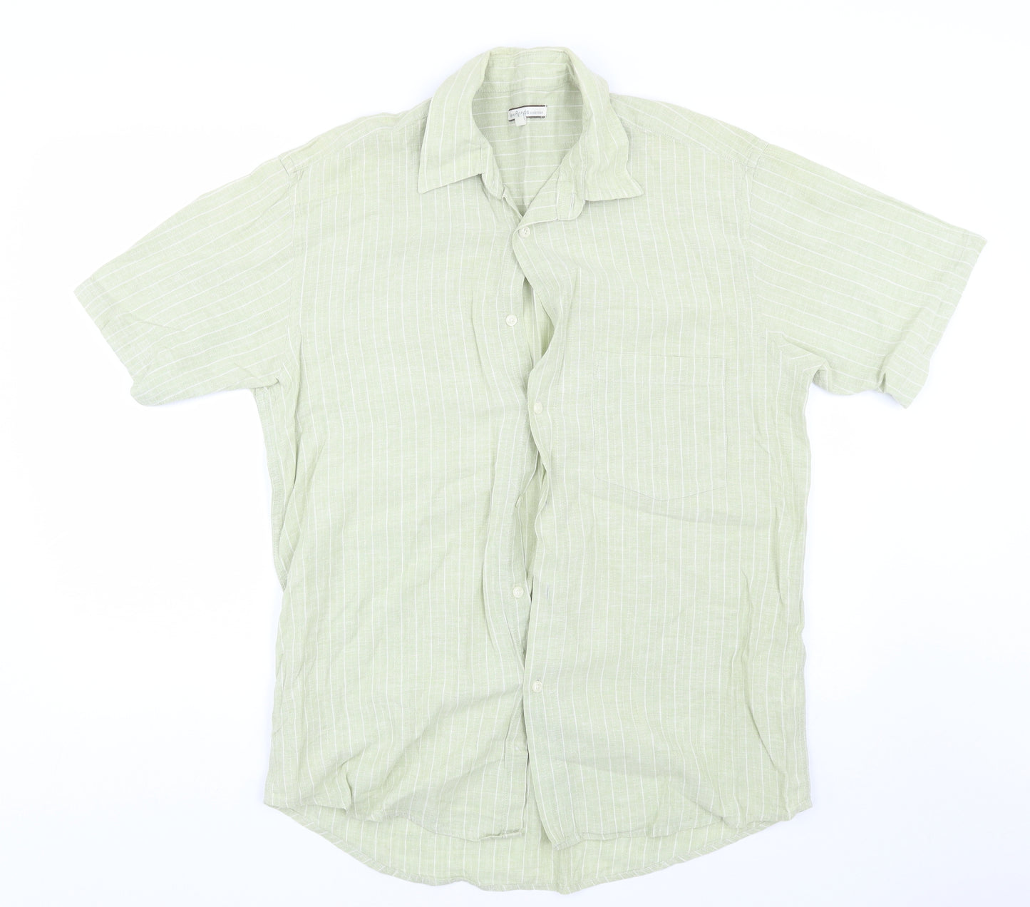 New Roads Mens Green Striped   Button-Up Size L