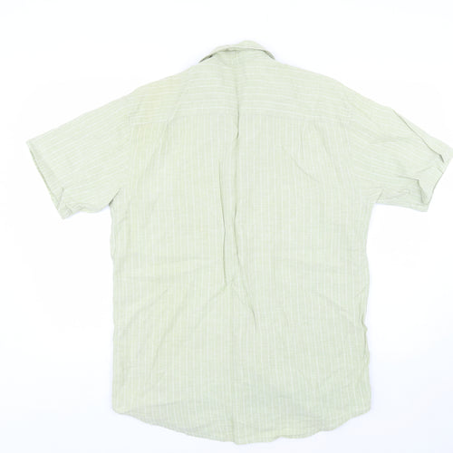 New Roads Mens Green Striped   Button-Up Size L