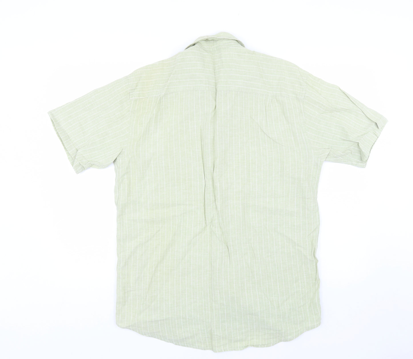 New Roads Mens Green Striped   Button-Up Size L