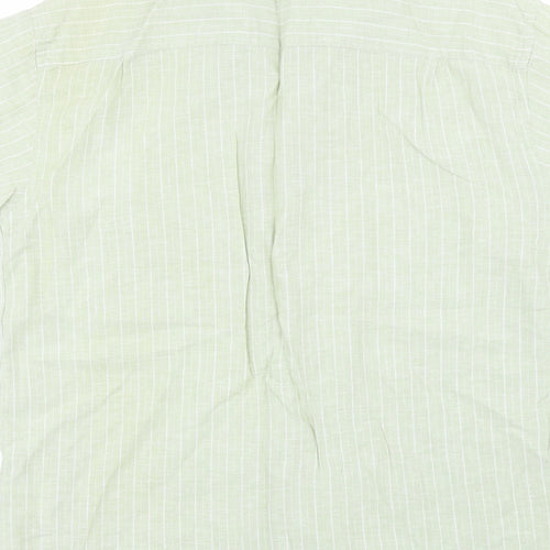 New Roads Mens Green Striped   Button-Up Size L