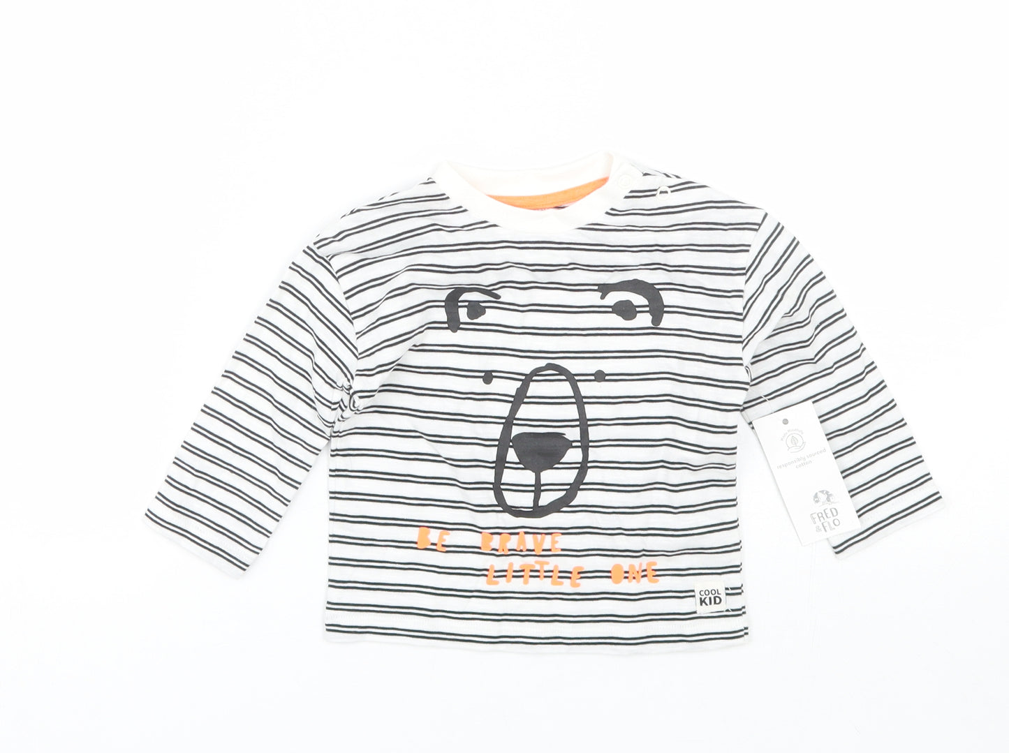 F&F Baby White Striped  Basic T-Shirt Size 6-9 Months